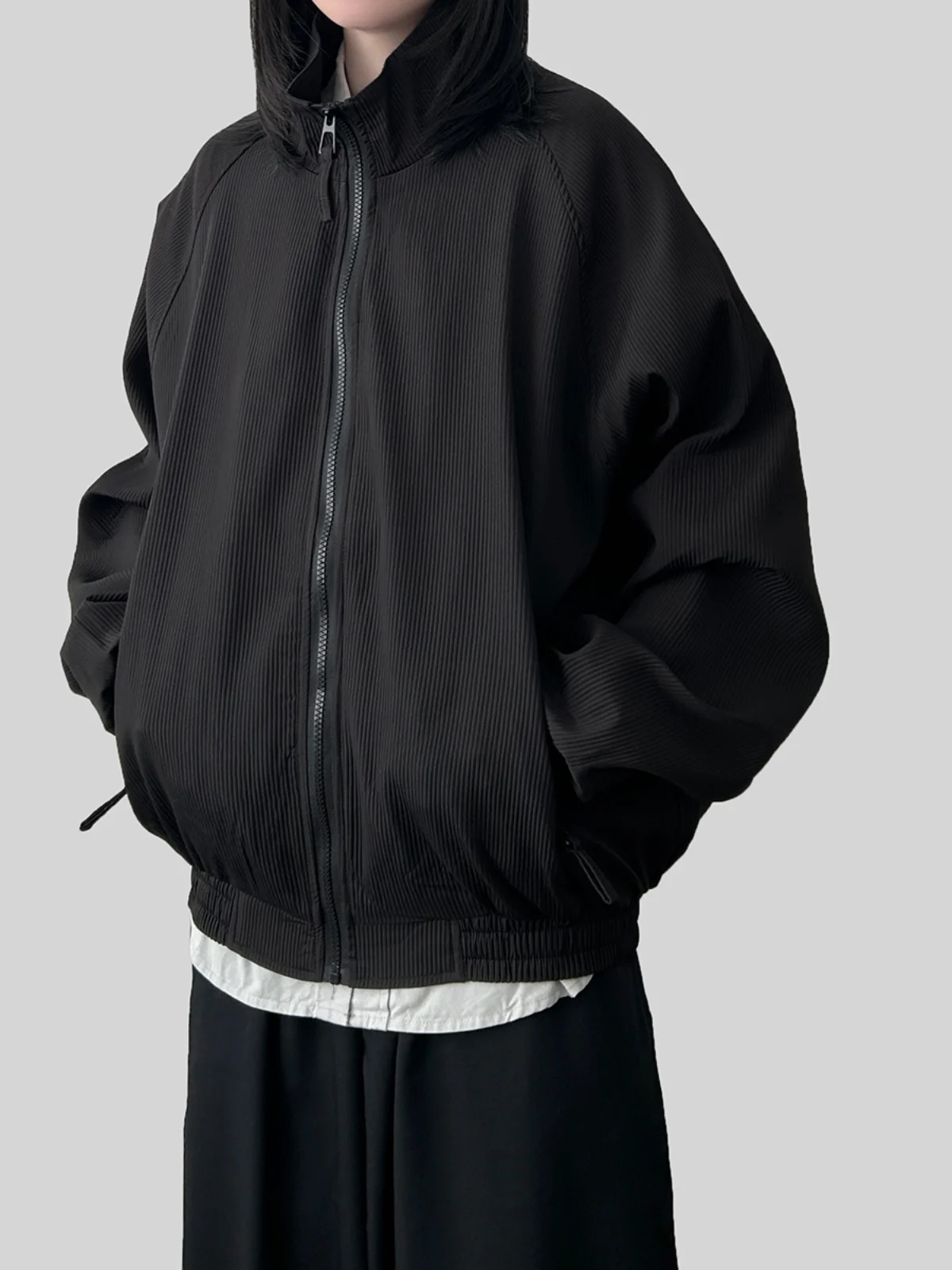 الربيع محايد القهوة اللون العمودي المشارب Jaet المرأة عادية فضفاض الوقوف طوق ort ملابس خارجية العصرية تناسب جميع الفصول