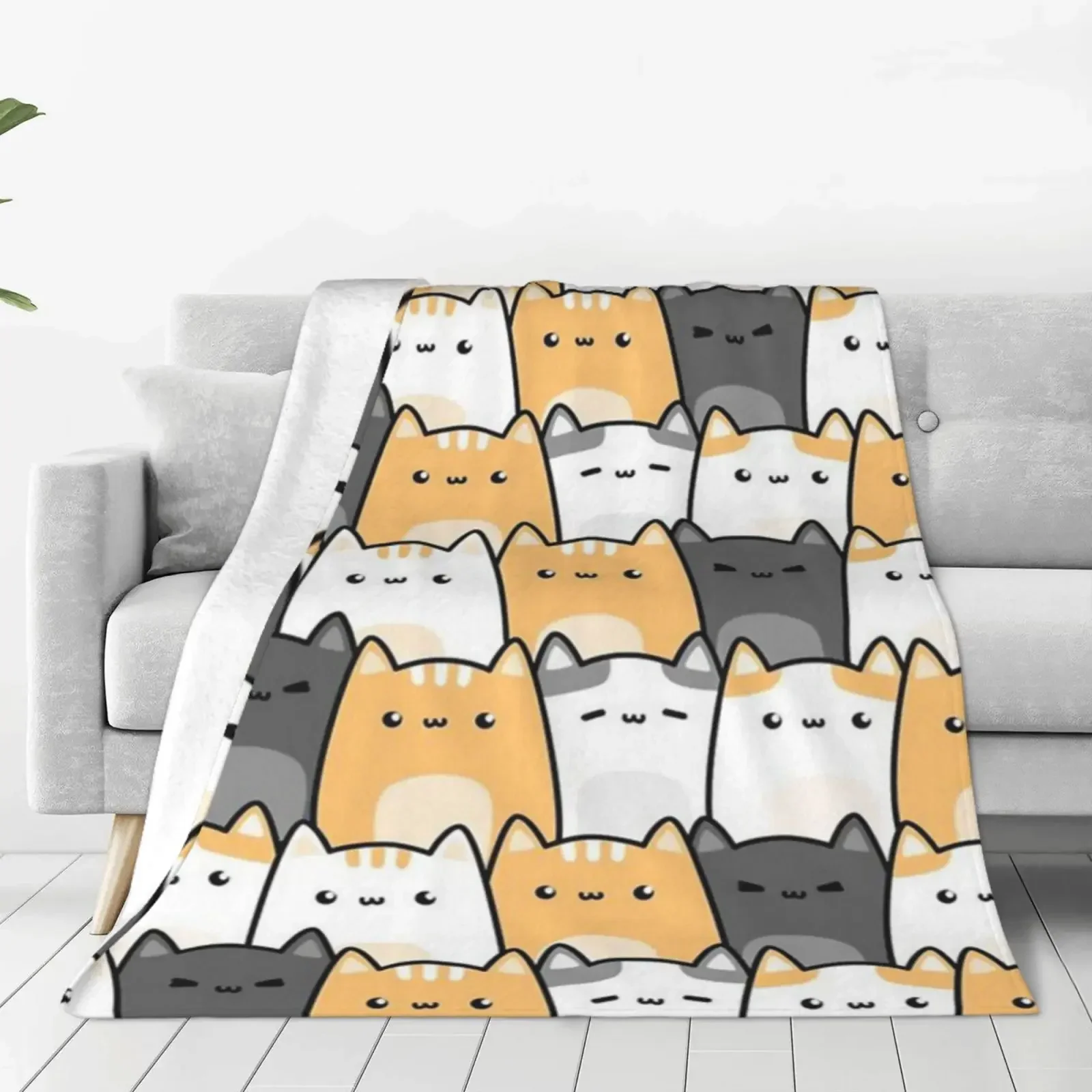 

3d Printed Blanket Retro Sunset Cat Blankets Comfortable Soft Flannel Autumn Throw Blanket for Children Birthday Christmas Gift