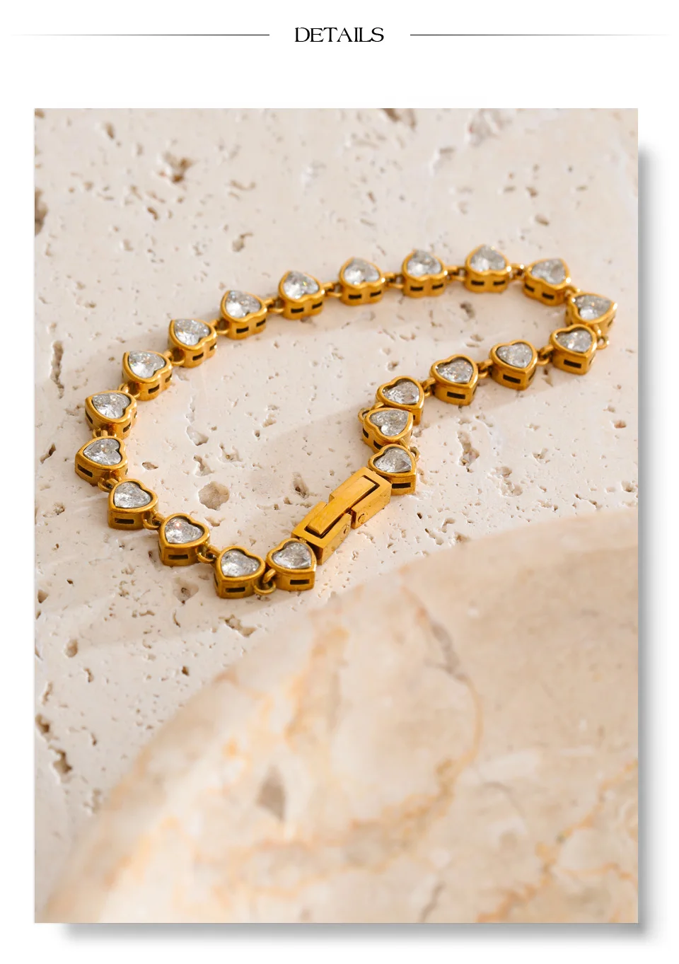 Yhpup Edelstahl-Armband mit Zirkonia-Herz und Liebeskette, hochwertiger, trendiger Fantasy-Handgelenkschmuck – Detail 7