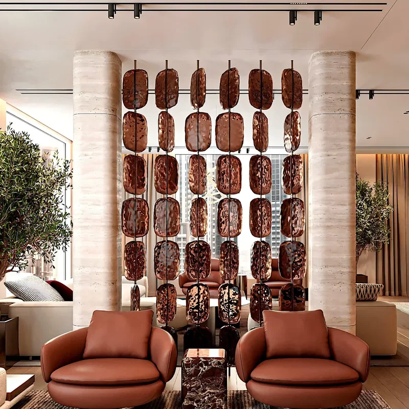 Custom Art Water Ripple Glass Metal Disc Floor Lamp Modern Luxury Decorative Hanging Room Baffle for Hotel Villa Lobby