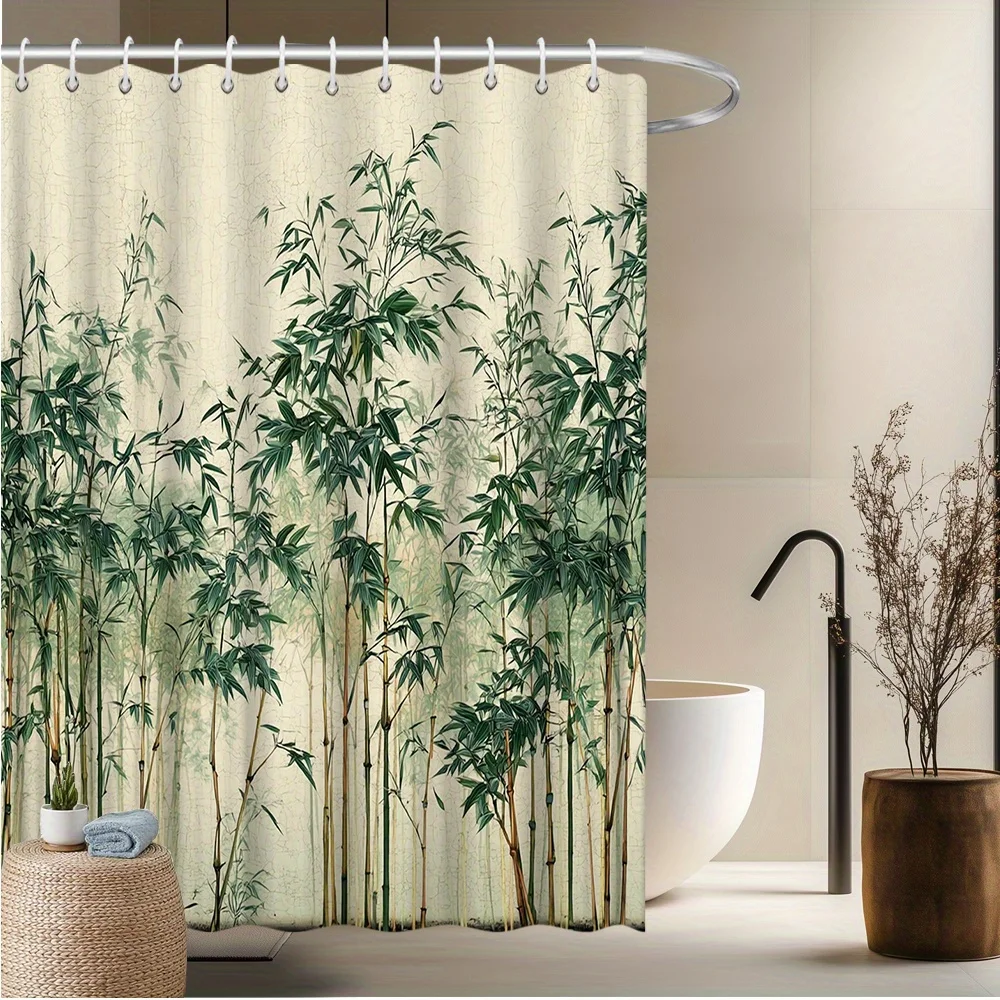 Bamboo Forest Shower Curtain - Serene Green Bamboo Design,Durable Polyester,Fade-Resistant & Machine Washable,Stylish Bath Decor