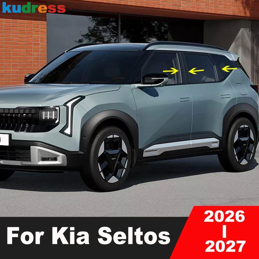 

Window Center Pillar Cover Trim For Kia Seltos 2026 2027 Stainless Steel Black Car Middle B C Pillars Post Strip Accessories