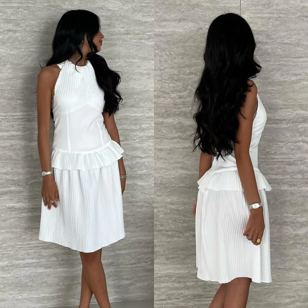

Customized Chinese Style Elegant Chiffon Ruched Draped Ruffle Straight Scoop Neck Mini Dresses Bespoke Occasion Dresses Matching
