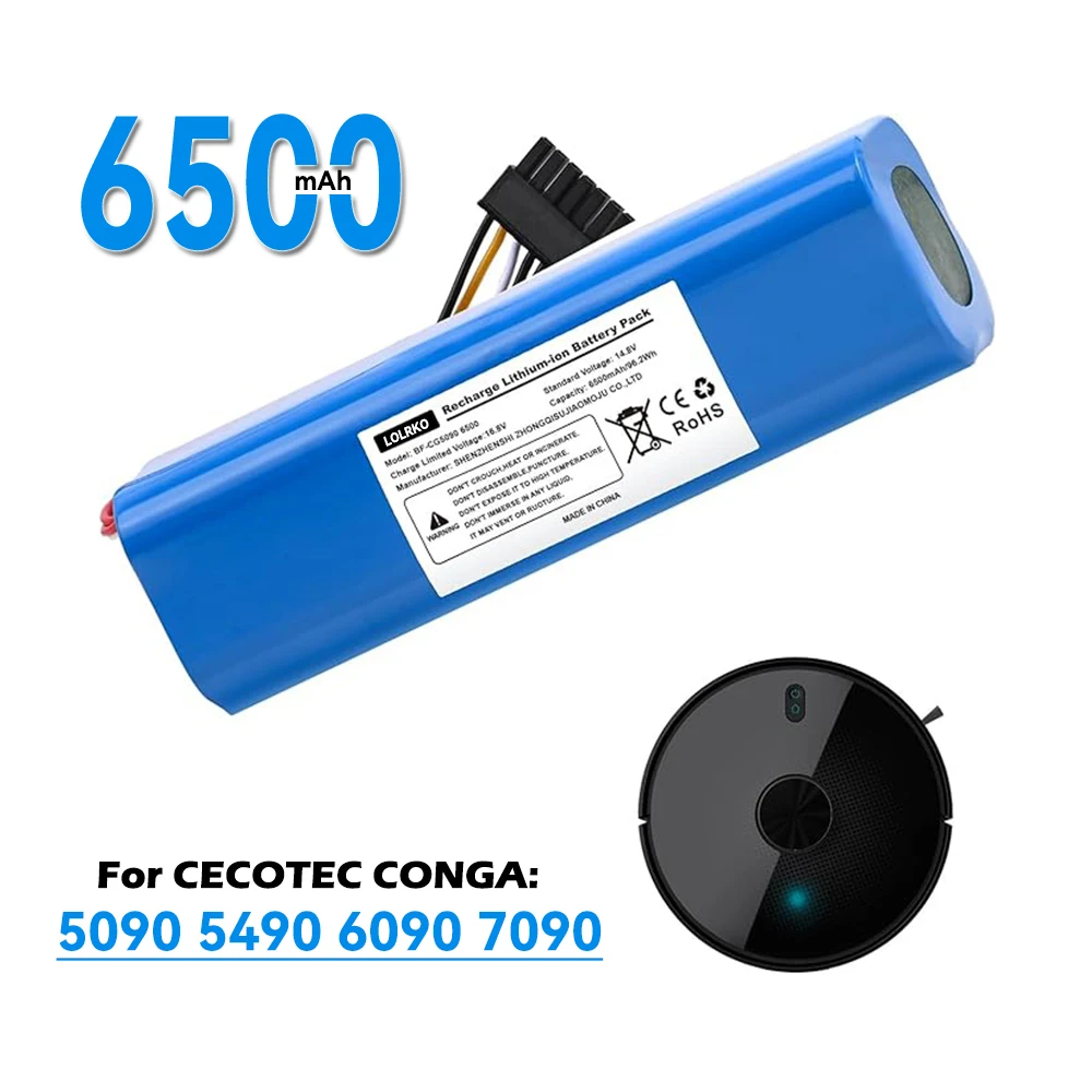 

14.4V 12800mAh lithium battery for CECOTEC CONGA 5090 5490 6090 7090 robot vacuum cleaner replacement battery 4S2P battery pack