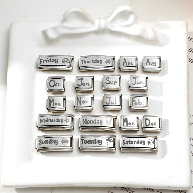 الموضة 12 شهر مارس أبريل يوليو مايو فراشة القلب الإيطالية سحر الروابط صالح 9 مللي متر الفولاذ المقاوم للصدأ سوار مجوهرات DIY بها بنفسك صنع #2