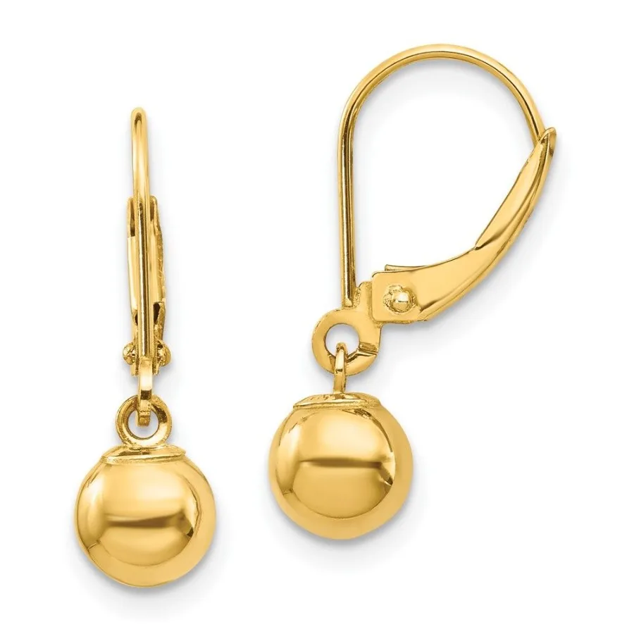 

14k Madi K Dangle 6mm Bead Leverback Earrings