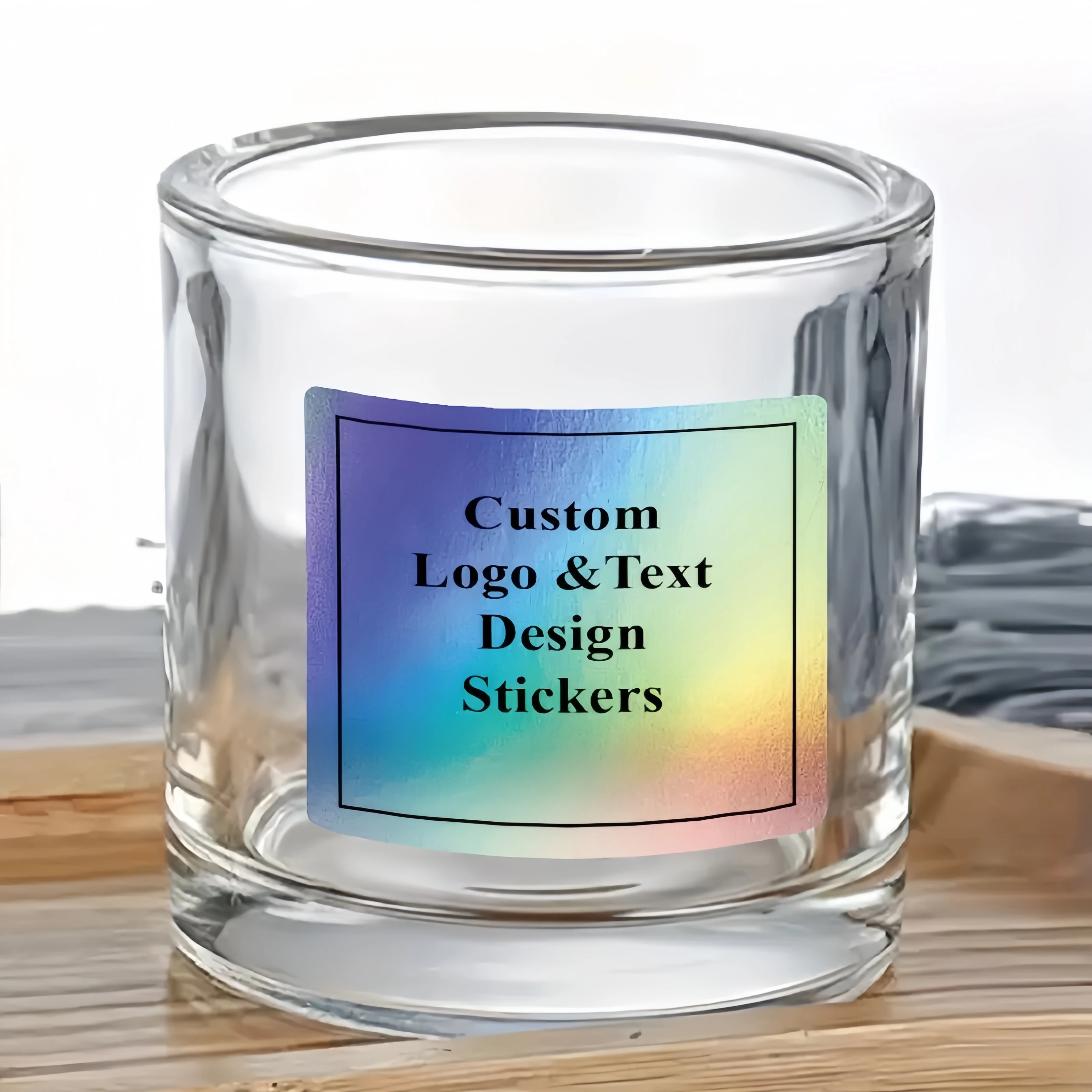 Picture 4: 96pcs holographic pet stickers, waterproof square QR code labels with custom Logo and text, personalized social media tags,