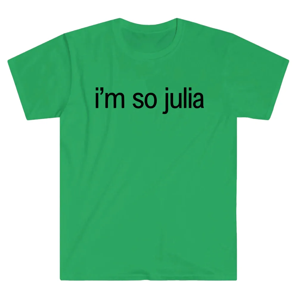 

Футболка с надписью I'm So Julie, футболка Charli XCX Brat альбом 2024, футболка, графическая одежда для женщин и мужчин, уличная одежда унисекс из мягкого хлопка