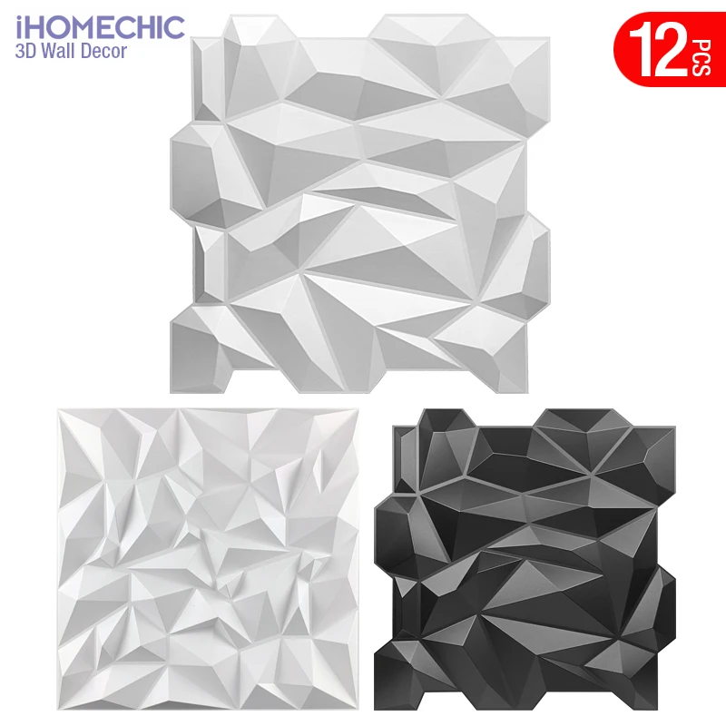 12 pz 50cm pannello murale decorativo 3D diamante pietra mattone anni '90 soggiorno TV sfondo carta da parati 3D Wall sticker bagno cucina