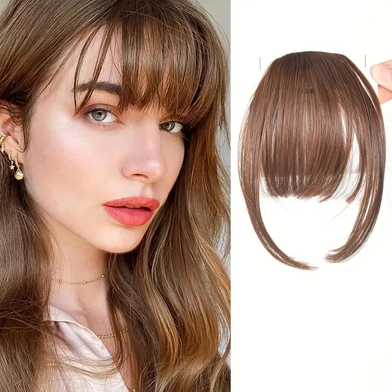 Synthetic Air Bangs Natural Short Brown Black Fake Hair Fringe Extension 1 Clip In Hairpieces Accessories For Women Girl