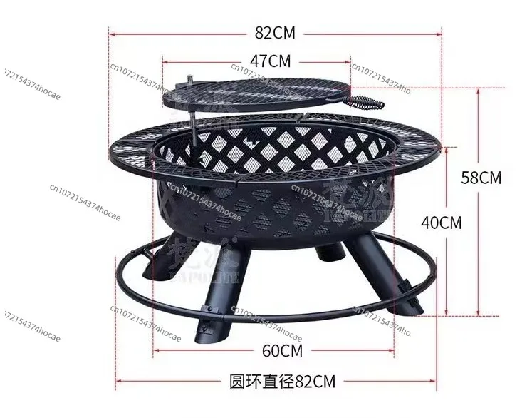 Courtyard round barbecue heating, wood stove, grill, grill, grill, charcoal brazier, heating stove, bonfire stove