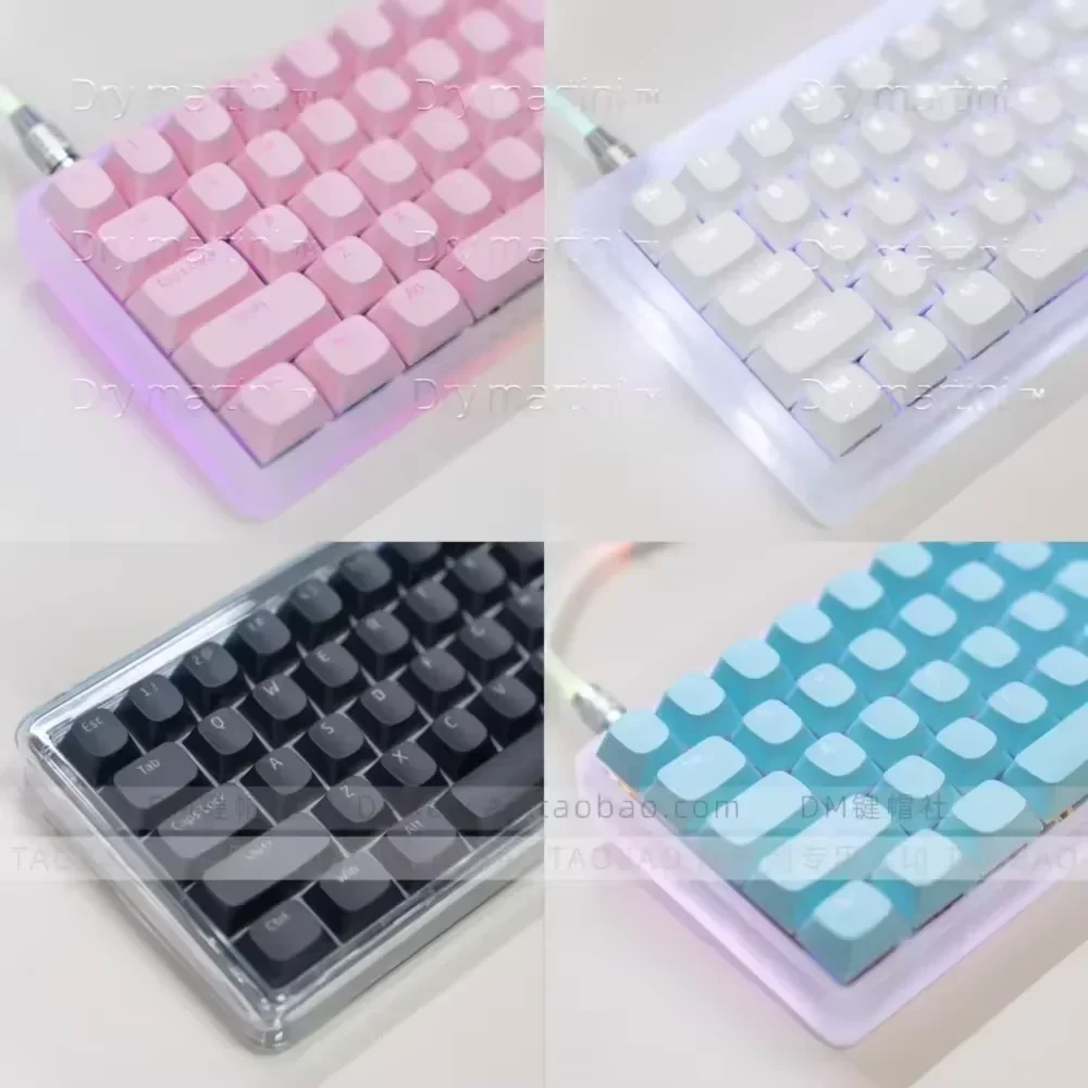 DM Small Pudding Character Translucent Keycaps PBT OEM Keycaps for GMK87 GMK81 GMK67 K617 M87 Mx Profile Mechanical Keyboard Kit
