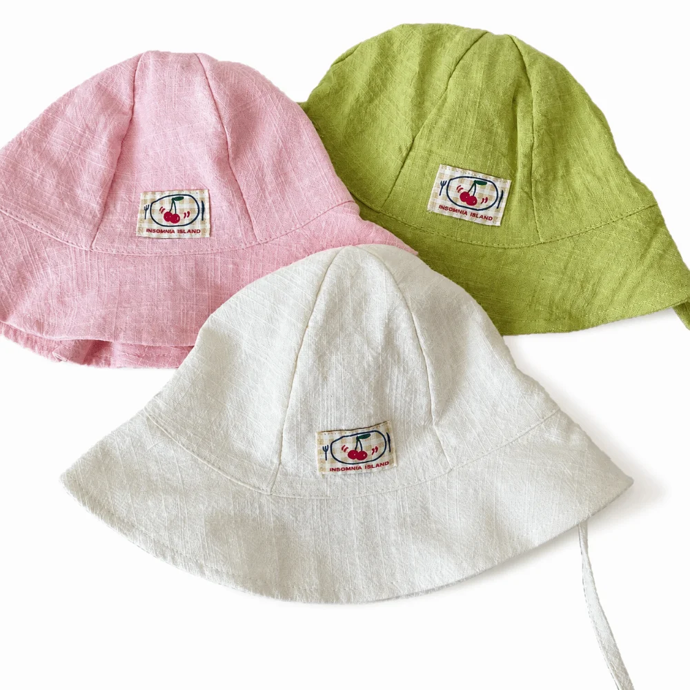 Cute Soft Cotton-Linen Sun Hat Thin Wide Brim Sun Cap Solid Color Sunshade Bucket Hat Outdoor Use