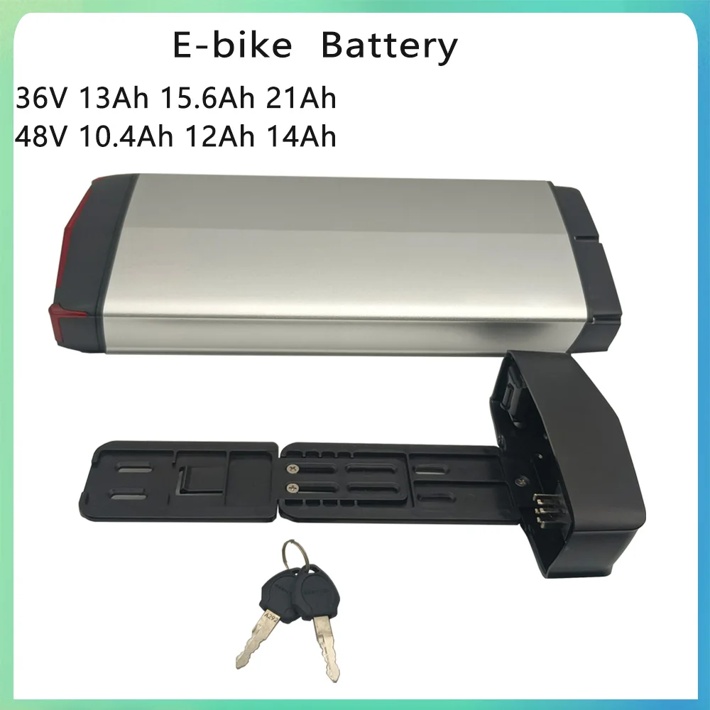 Rear Rack Bicycle Battery 36V 48V 52V 60V 72V Silver E-bike for Escooter 1500W 1000W 750W 500W Bafang TSDZ2 Motor