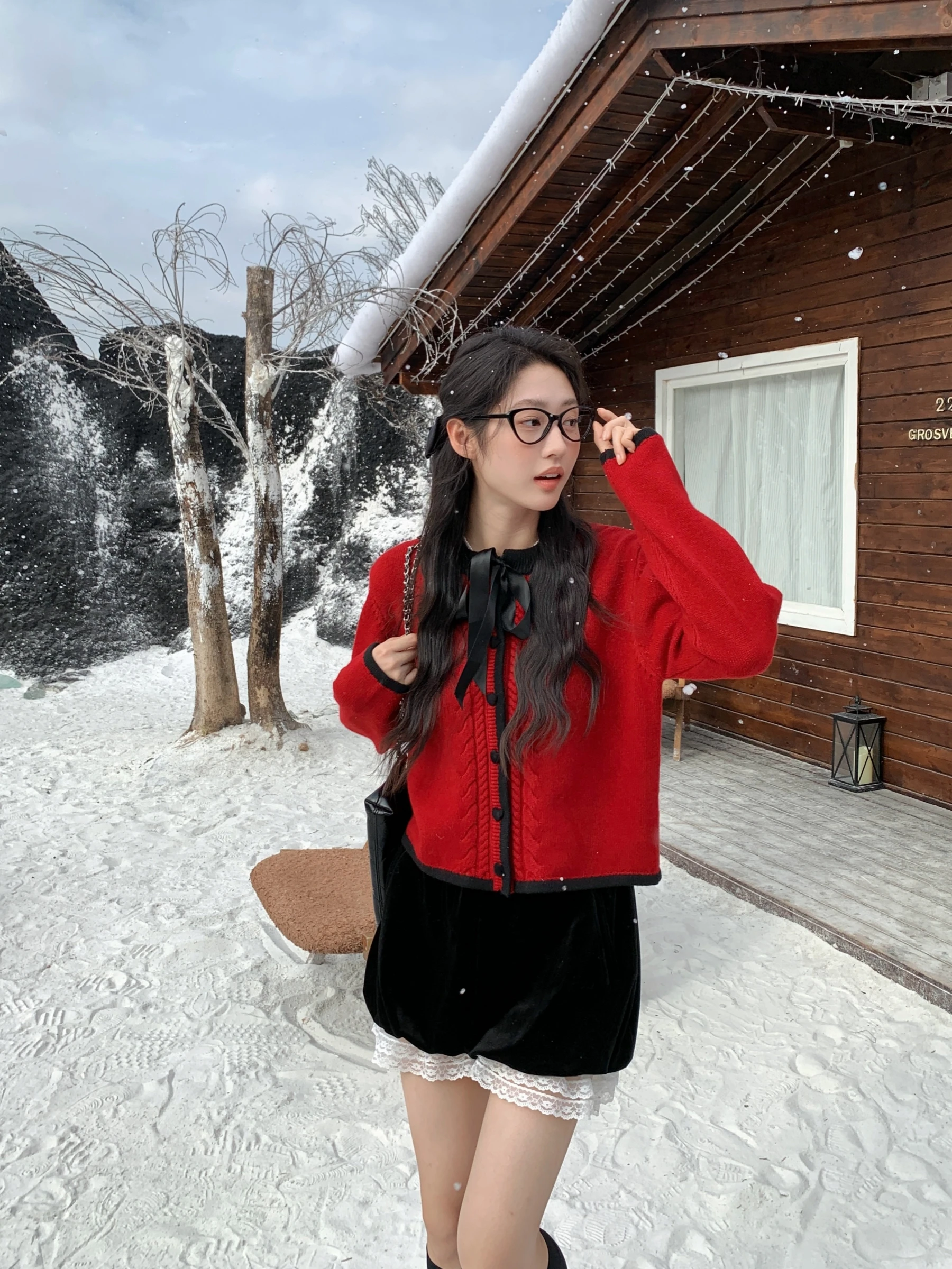 

Корейский модный универсальный вязаный кардиган с круглым вырезом и узлами, с длинными рукавами, зимняя верхняя одежда для женщин