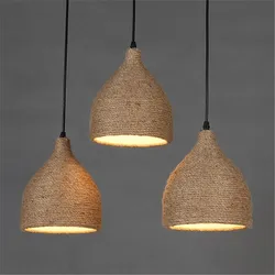 Hemp Rope Vintage Pendant Light Fixtures For Ceiling Kitchen Dining Room Loft Hanging Lamp Home Decoration Industrial Lighting