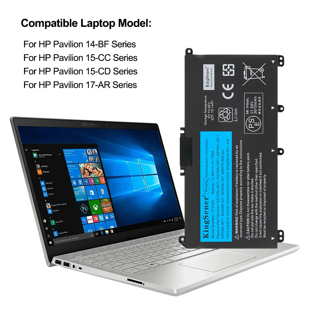 Batteria KingSener TF03XL TF03 per HP Pavilion 15-CC 14-bf033TX 14-bf108TX 14-bf008TU HSTNN-UB7J TPN-Q188 TPN-Q189 TPN-Q190 Q191