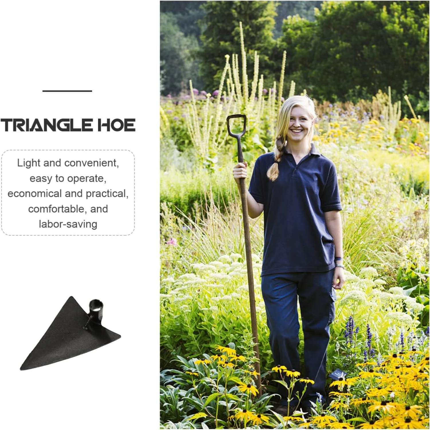 High-Quality, Versatile Steel Garden Hoe Head for Efficient Planting, Digging, and Weeding - Durable Essential Tool in Silver Gr