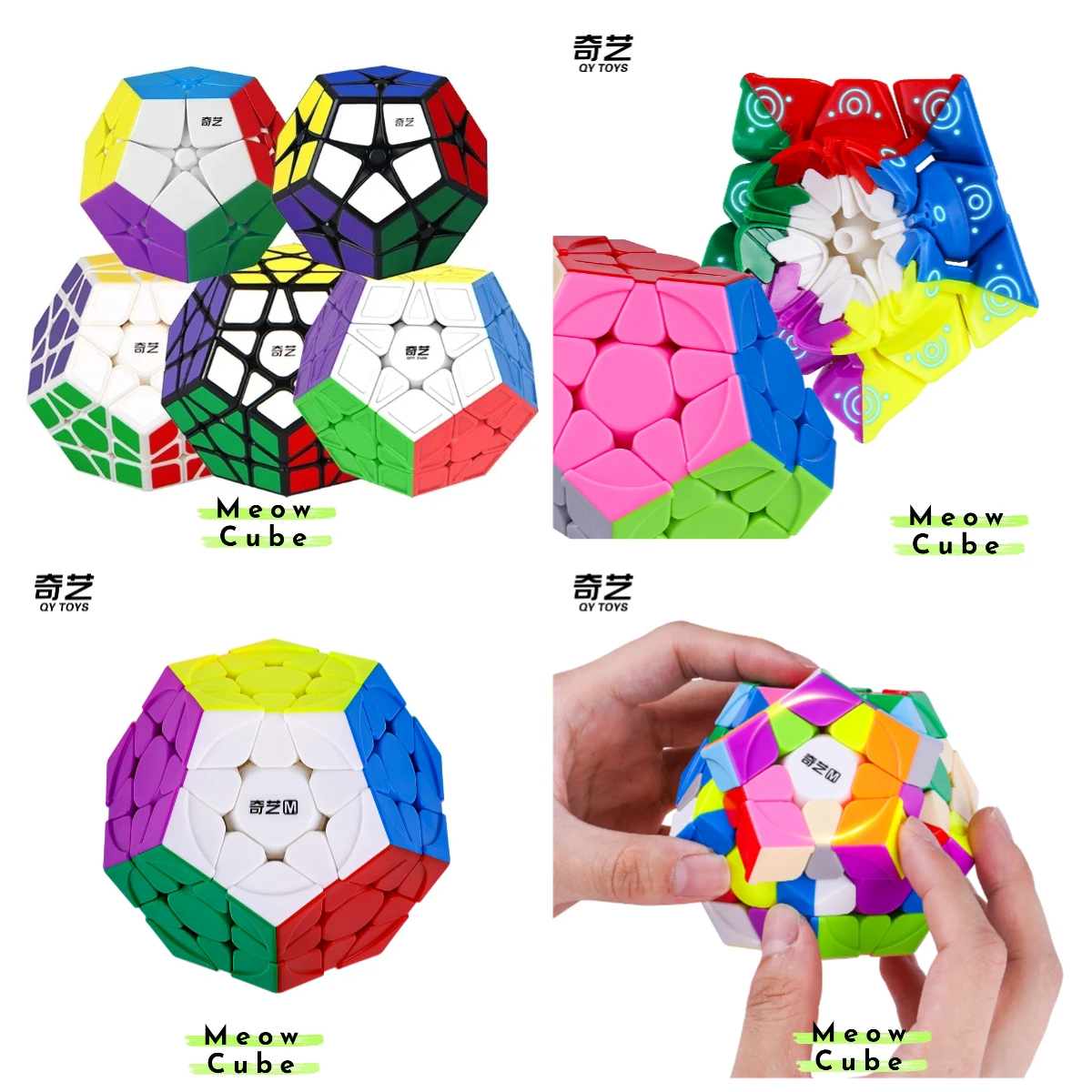 

[MeowCube] QiYi Qiheng Megaminx 2x2 3x3 Hands-on Stickerless Black Antistress Speed Cube Educational Baby Kids Puzzle Toys