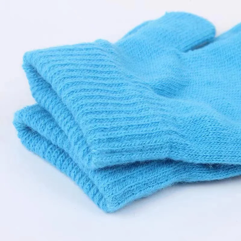 Winter Knitted Children\'s Gloves Full Finger Boy Girl Glove Warm Thick Kids Gloves Baby Gloves Candy Color Cotton Mittens