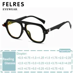 Vintage Luxury Pilot Men's Reading Glasses High Quality Prescription Eyeglasses Clear Anti Blue Light Presbyopia Eyeglasses