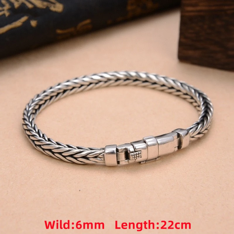 S925 Sterling Silve Twisted Armbänder Für Männer Hip Hop Handgemachte Exquisite Einzigartige Mode Schmuck Geschenk Fabrik Preis