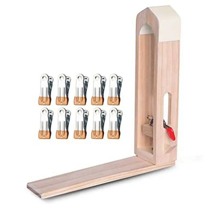 

-November 1Set Hand Leather Stitching Sewing Horse Clamp And 10 Sewing Clips Set Multifunctional Wood Color Wood Leather Working