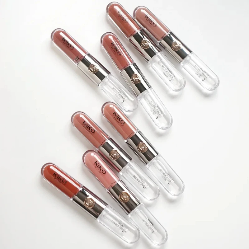 Kiko Unlimited Double Touch Liquid Lipstick Transparent Mirror Lip Gloss Oil Sexy Rich Paste Naked Milk Tea Currant Red Makeup