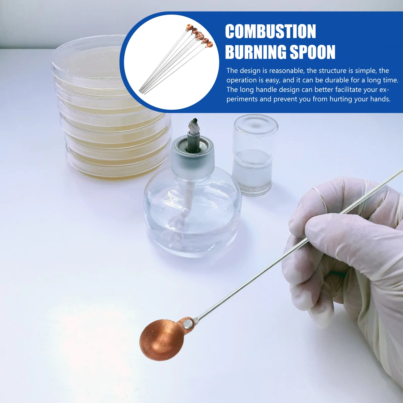 

10Pcs Combustion Burning Spoons Copper Iron Long Handle Durable Chemical Experiment Tool Laboratory Teaching Instrument