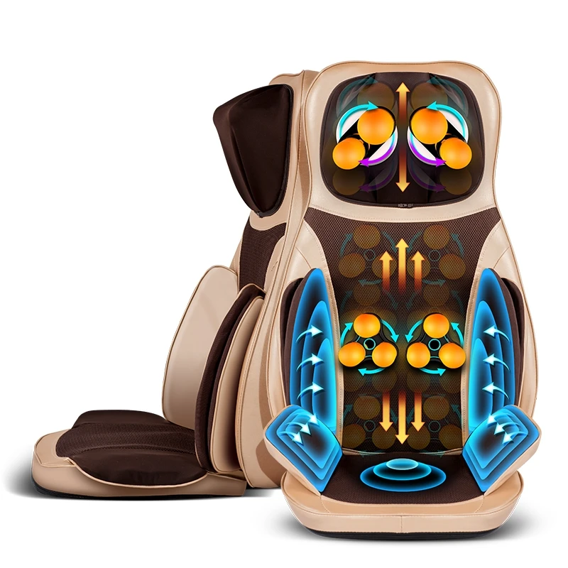 

Новейшая электрическая подушка безопасности для всего тела, массажная подушка Шиацу, разминающий роликовый массажный коврик с подогревом, вибрационное массажное кресло