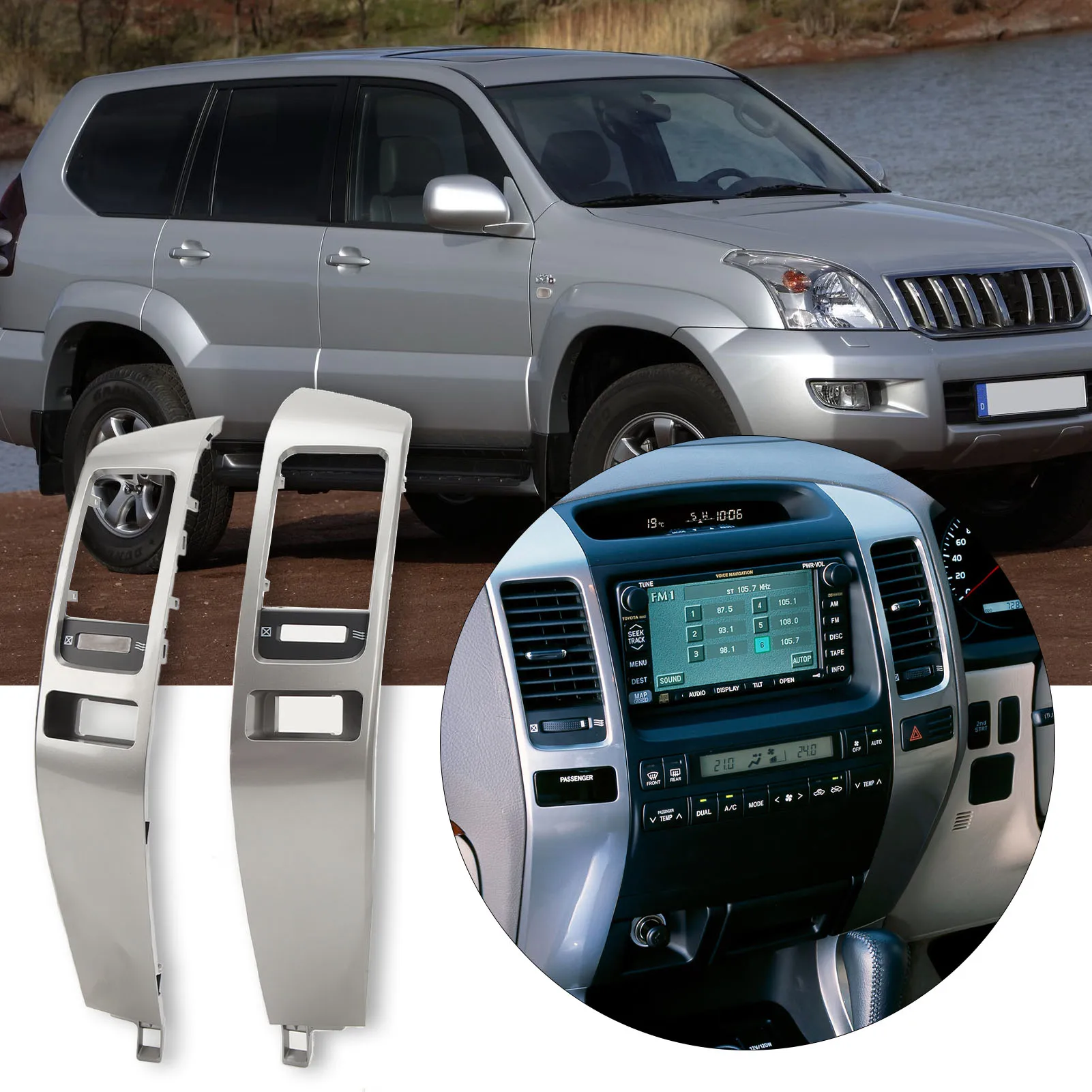 

Center Dash Air Vent Panel Dashboard Air Vent Panel Perfect Match Anti Deformation Wearproof Silver 55474-60040 for Car