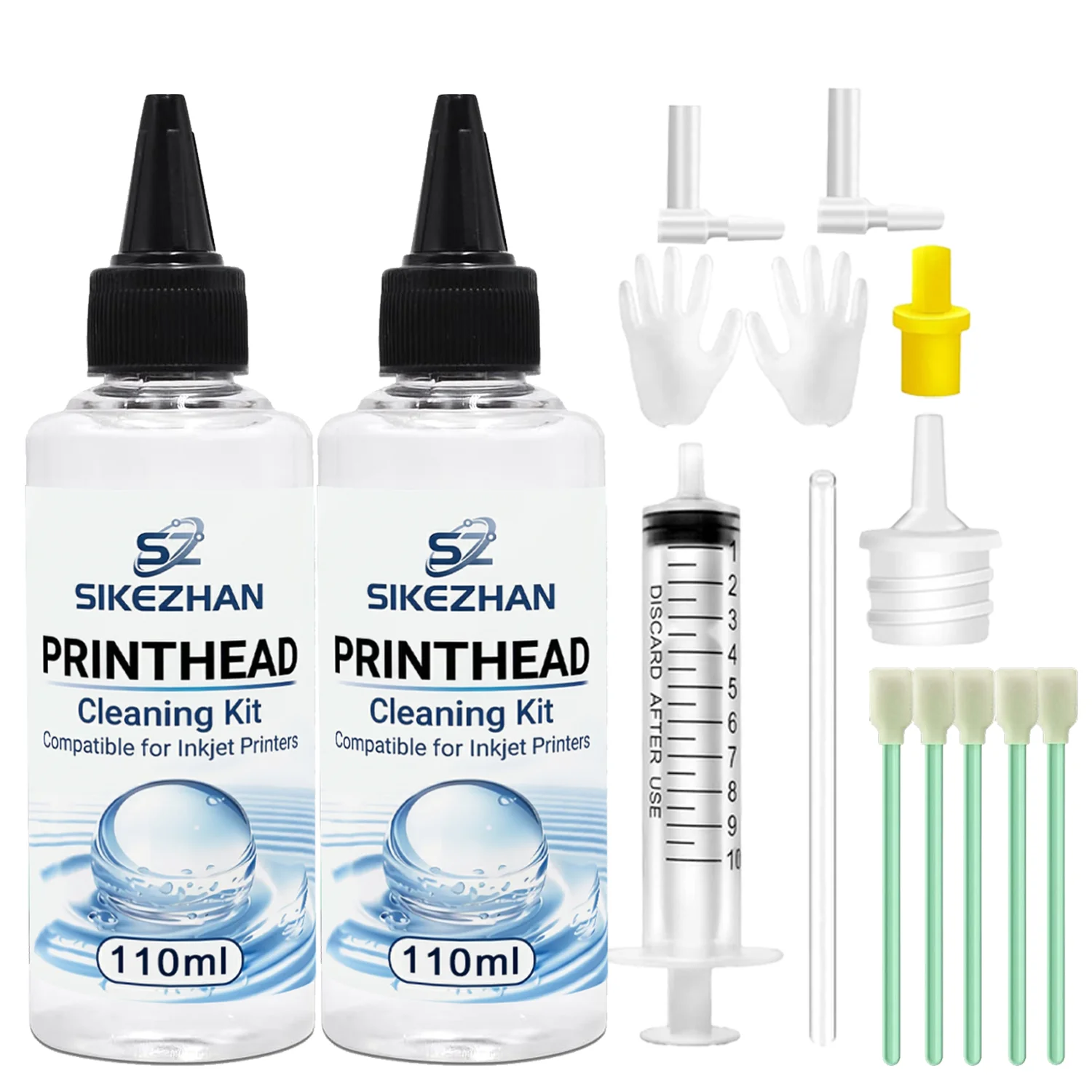 

110ml Printhead Cleaning Kit SIKEZHAN Liquid Cleaner Solution Set for All Inkjet Printers Unclog Clogged Nozzle Tools