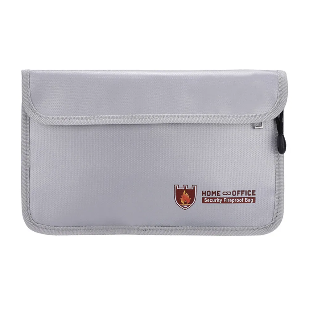 Fireproof File Bag Double Pockets Large Fiberglass Document Organizer for Petty Cash Documents Passport Office School
