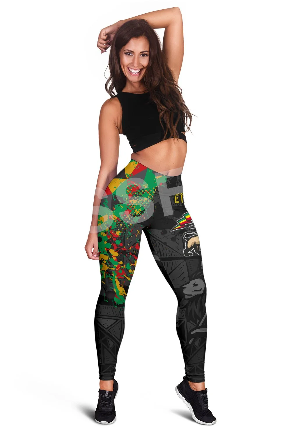 Tessffel Ethiopia County Flag Reggae Africa Native Tribe Lion Retro 3DPrint Harajuku Women Sexy Leggings Yoga Fitness Suits A2