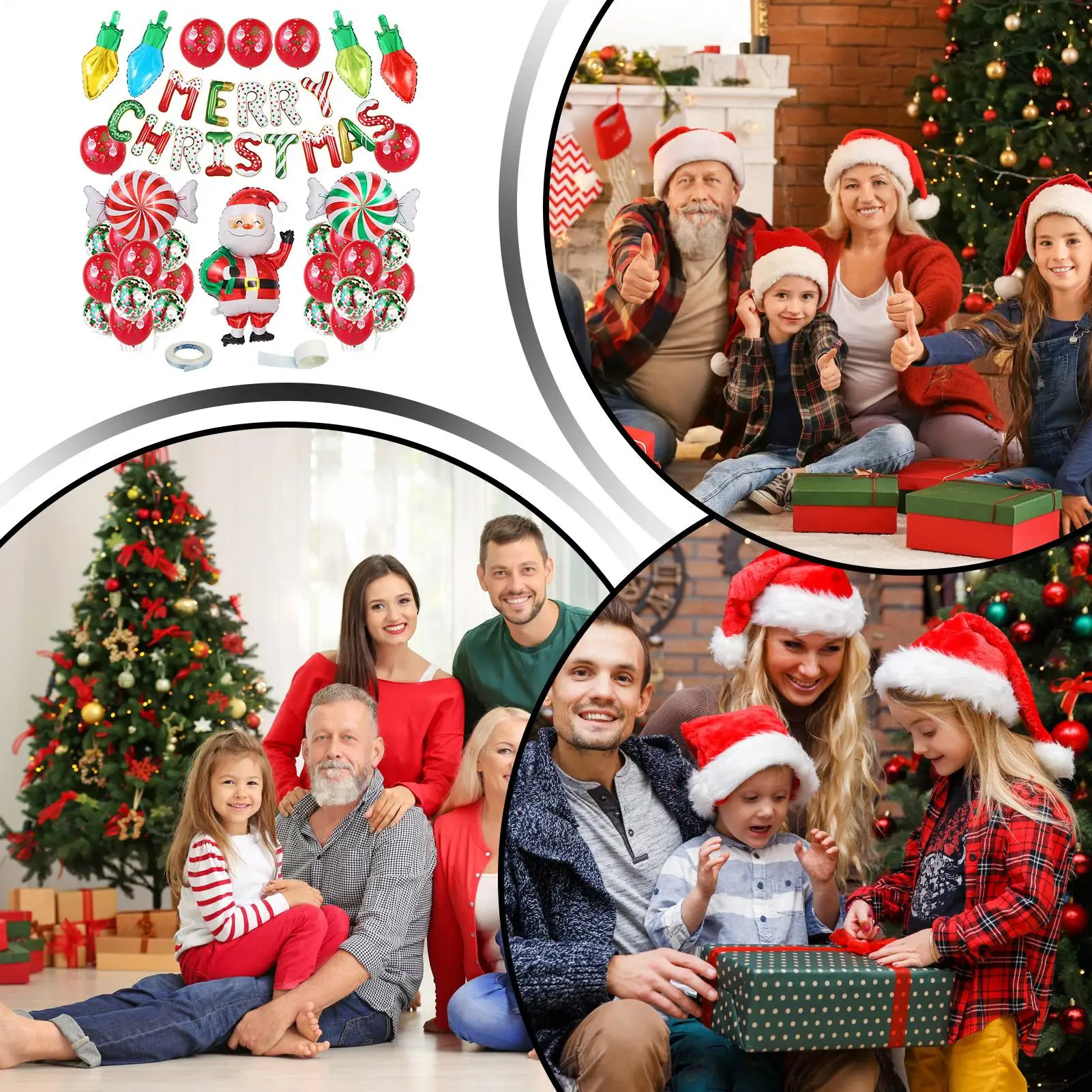 بالونات عيد ميلاد سعيد، لوازم الحفلات الاحتفالية، بالونات الحفلات، زينة العطلات لجدار الباب، شجرة الفناء، غرفة المعيشة الداخلية #1