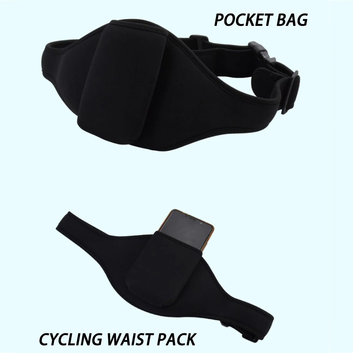 Zwart duikmateriaal Outdoor Running Fitness heuptas, microfoontasbeugel, opbergtas voor mobiele telefoon, 1 heuptas