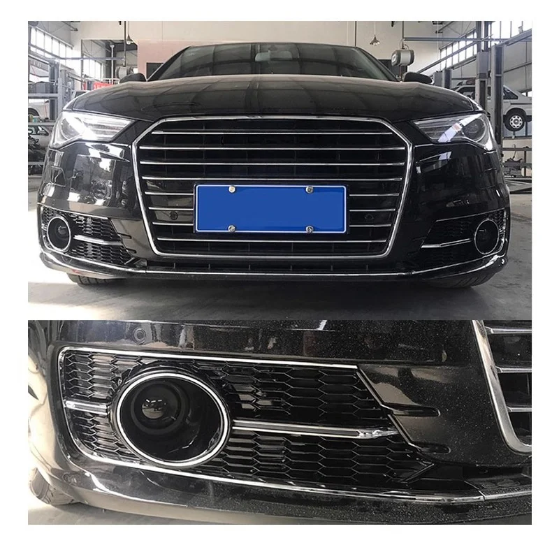 

For 2016 2017 2018 A6 S6 C7 Racing Grills Facelift Rear Fog Light Frame Glossy Black S-line Sport Model Modified S6 Mesh