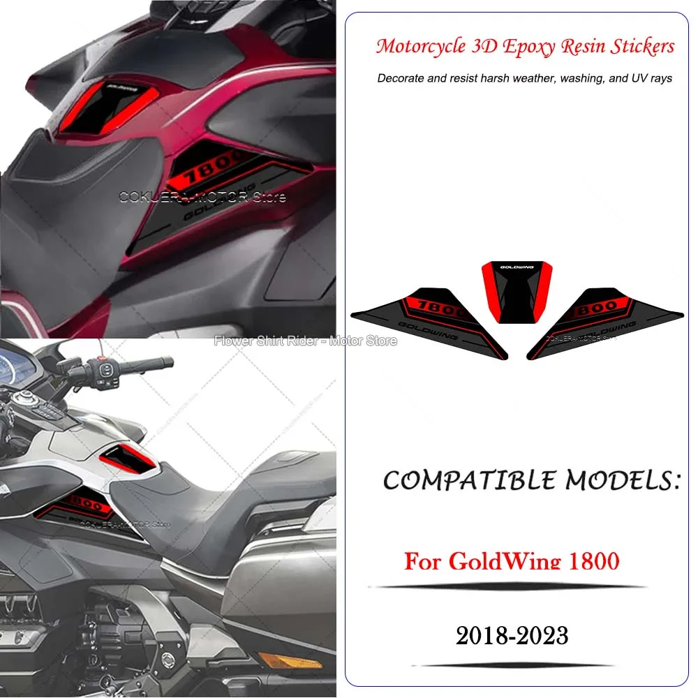 

3D Epoxy Resin Sticker Waterproof Motorcycle Tank Pad Protection Sticker for Honda Goldwing 1800 Gold Wing GL1800 F6B 2018-2023