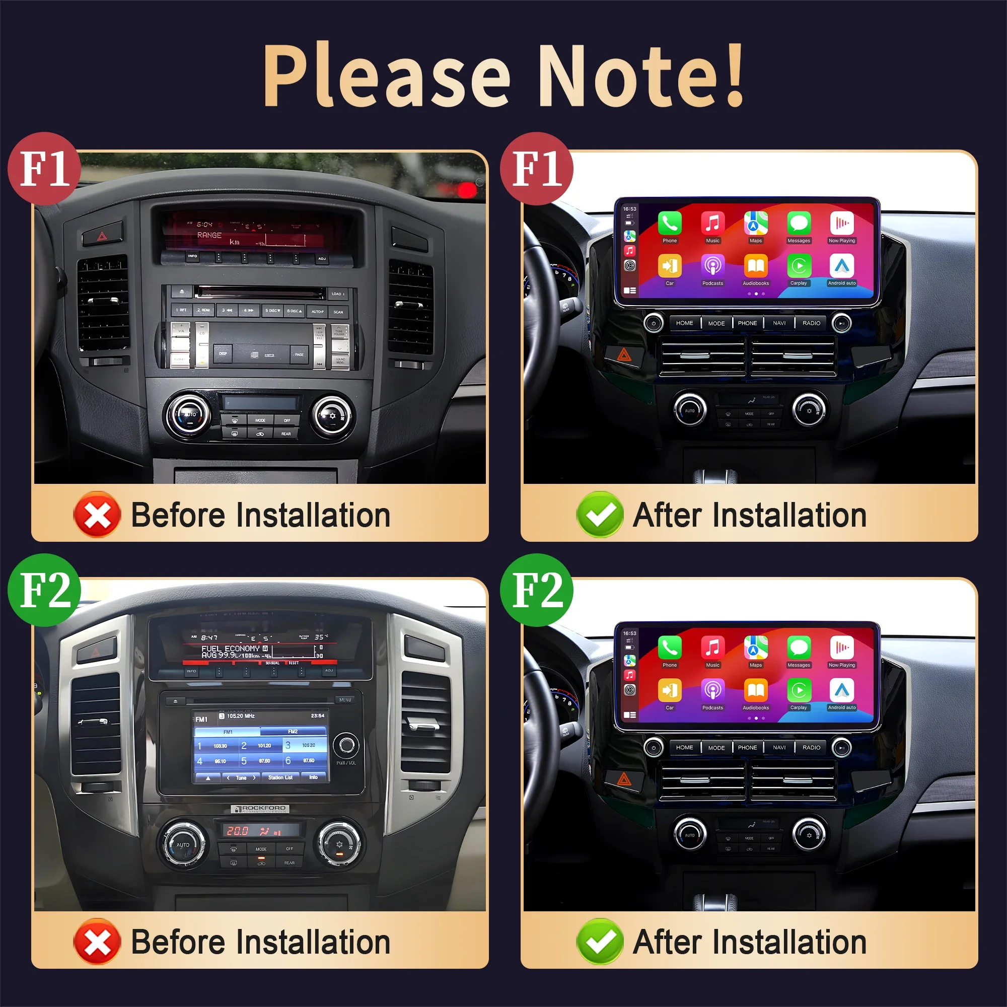 12.3inch Car Radio For Mitsubishi Pajero 4 V80 V88 V90 V93 V97 V98 2007-2020 Android 15 Wireless Carplay Multimedia Touch Screen