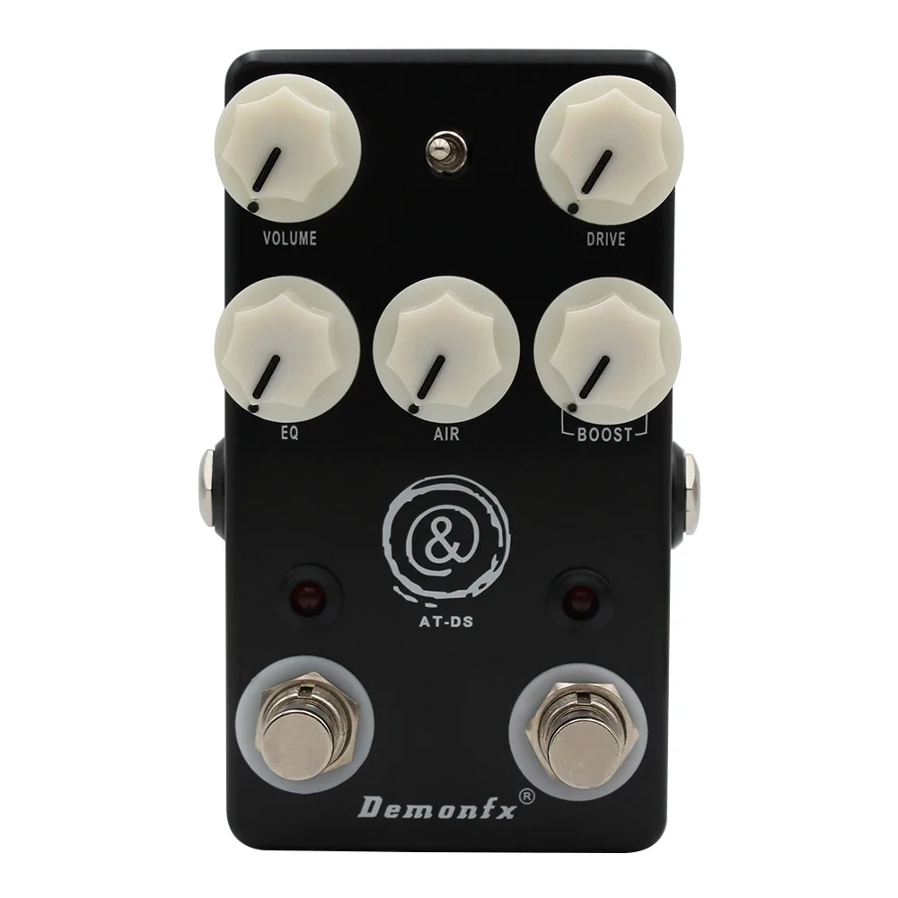 Demonfx Black AT‑DS Distortion Guitar Effect Pedal 3‑Level Amp Mode Independent Boost Air EQ Adjustment Effects Stompbox