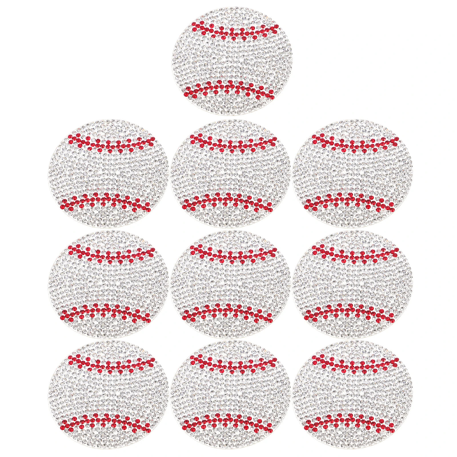 

10pcs Baseball Iron Patches Sparkly Rhinestone Full Diamond Clothing Self Adhesive Durable Wash Resistant Diy Fabric Applique