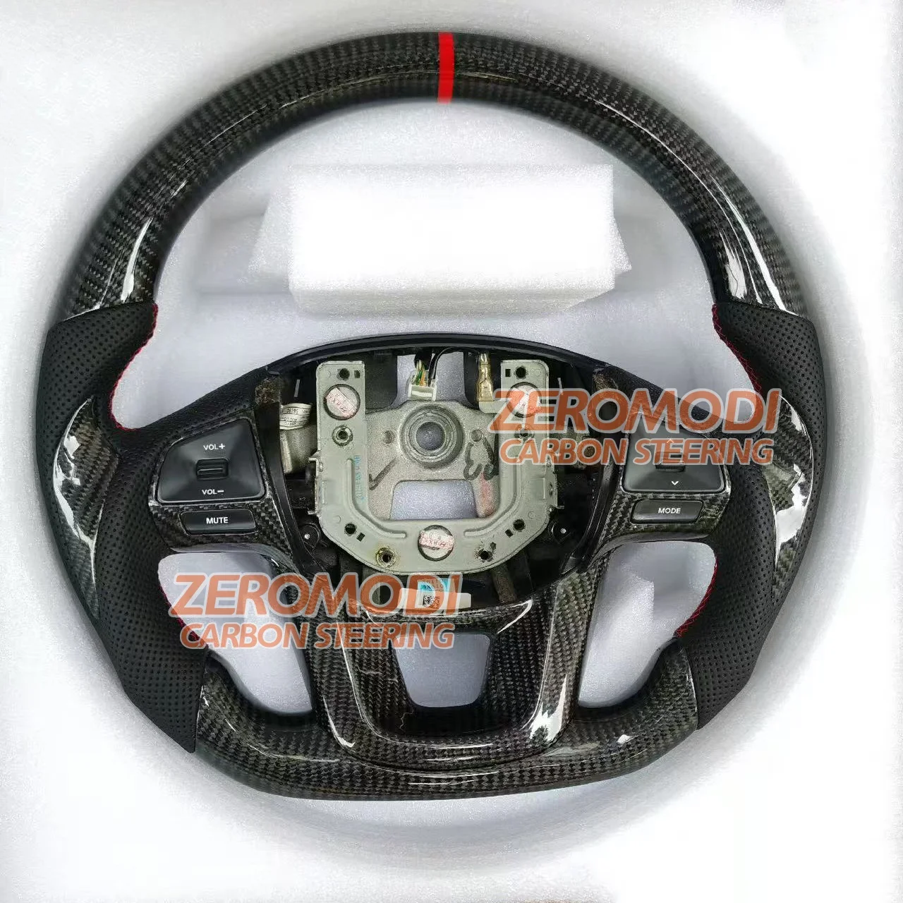 Replacement D Shape Real Carbon Fiber Steering Wheel with Perforated Leather for Kia K2 RIO 2011-2013