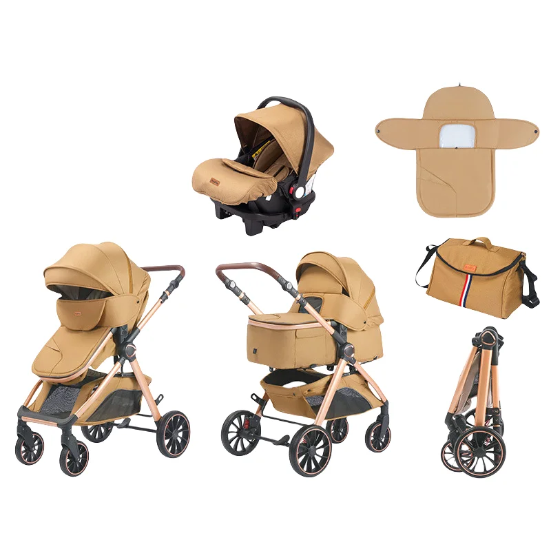 

High-quality four-wheel stroller with EVA wheels, two-way sitting and lying shock-absorbing high-view stroller