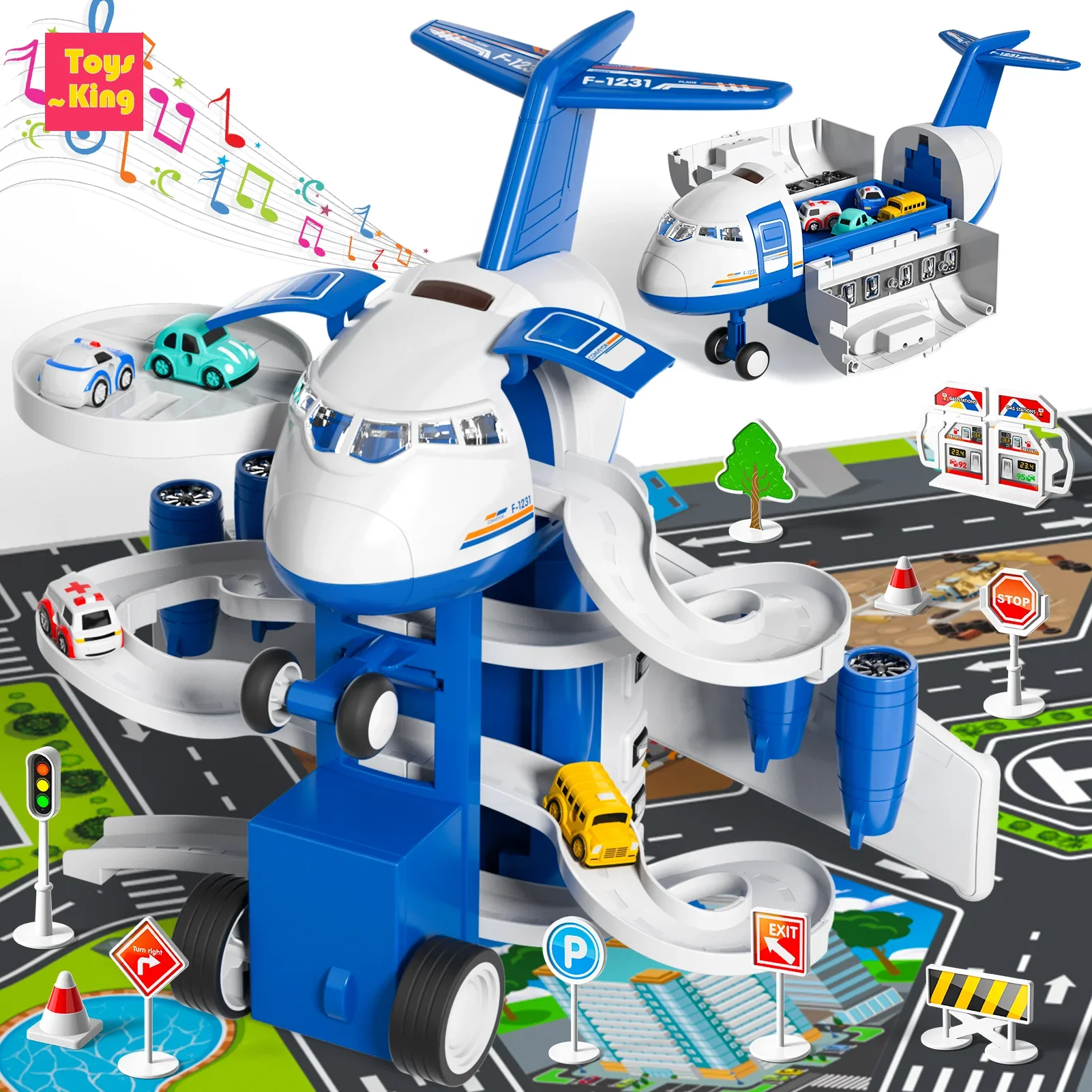 シミュレーション変形飛行機変換航空機鉄道車両ライトと効果音収納車両子供のおもちゃ男の子のギフト