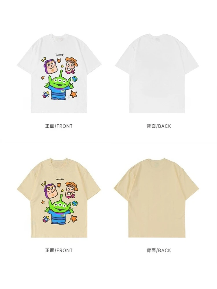 

Disney American Guochao Cartoon Toy Story Tide Brand Short Sleeve T-Shirt Men's and Women's Loose and Versatile Couple Top