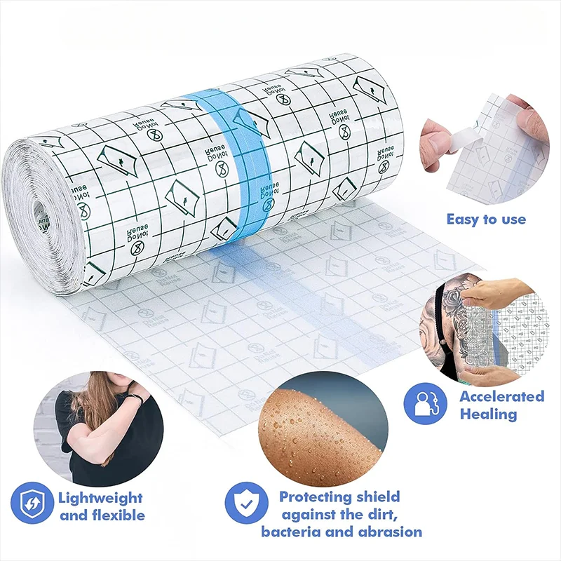 Tattoo Aftercare Bandage Roll 10cm 5cm x 5M Waterproof Transparent Film For Tattoo Initial Healing And Skin Repair Adhesive Tatt