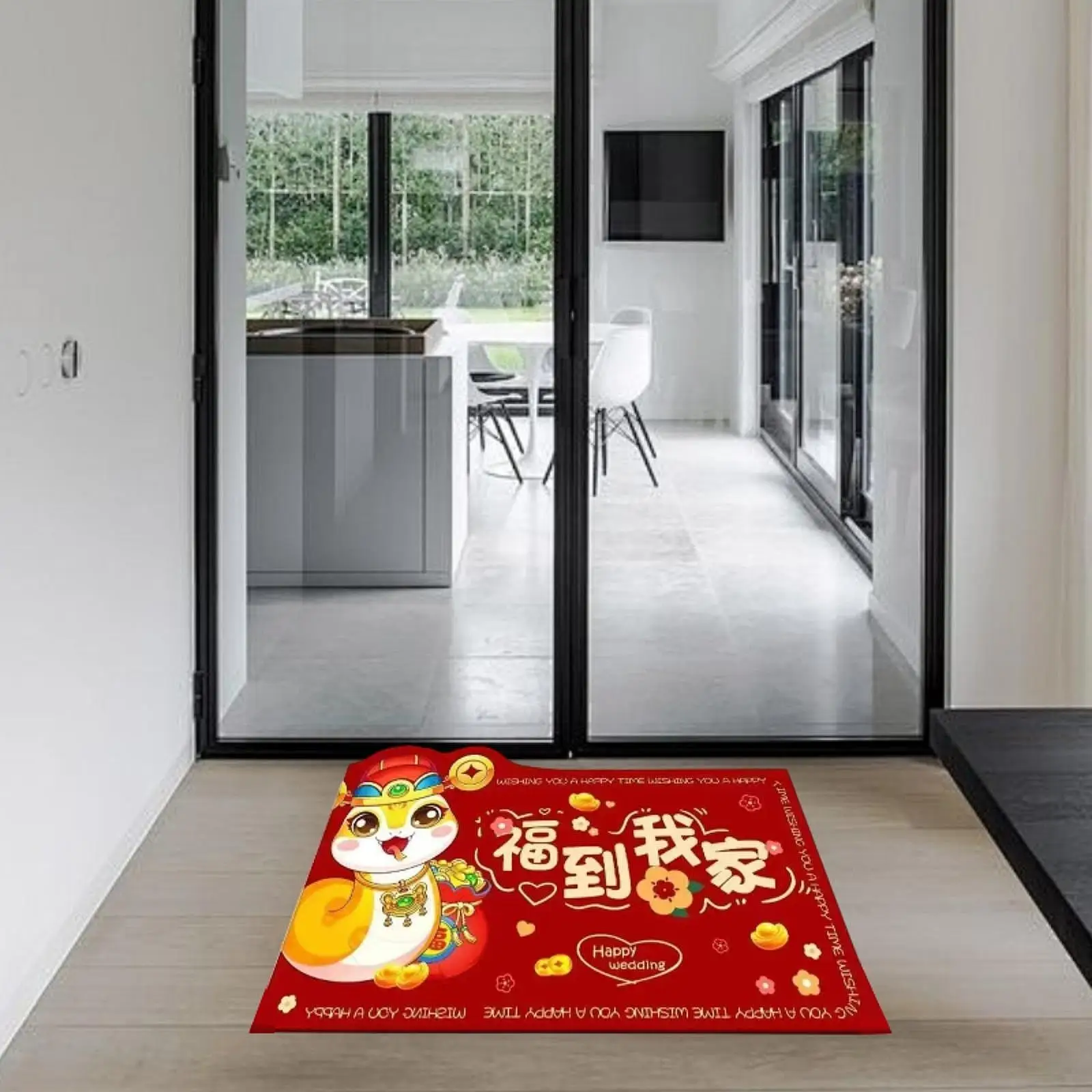 Chinese New Year Floor Mat Area Rug Anti Slip Shower Rug Doormat Carpet Welcome Door Mat for Xmas Holiday Entry Living Room