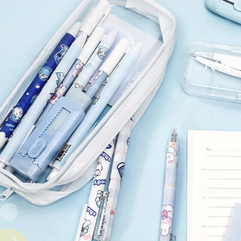 Single Layer Transparent Women Cosmetic Bag Travel Accessories High-capacity Makeup Zipper Bag Waterproof PVC Pencil Case