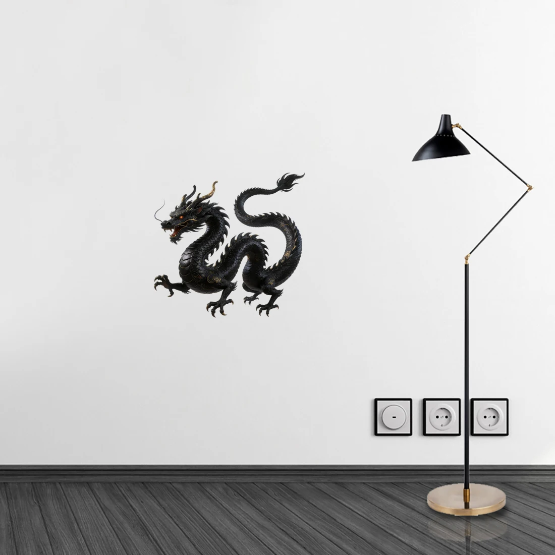 Three Ratels CEE158 Mighty Thunderbolt Black Dragon Art Wall Stickers for Home Decoration car decals
