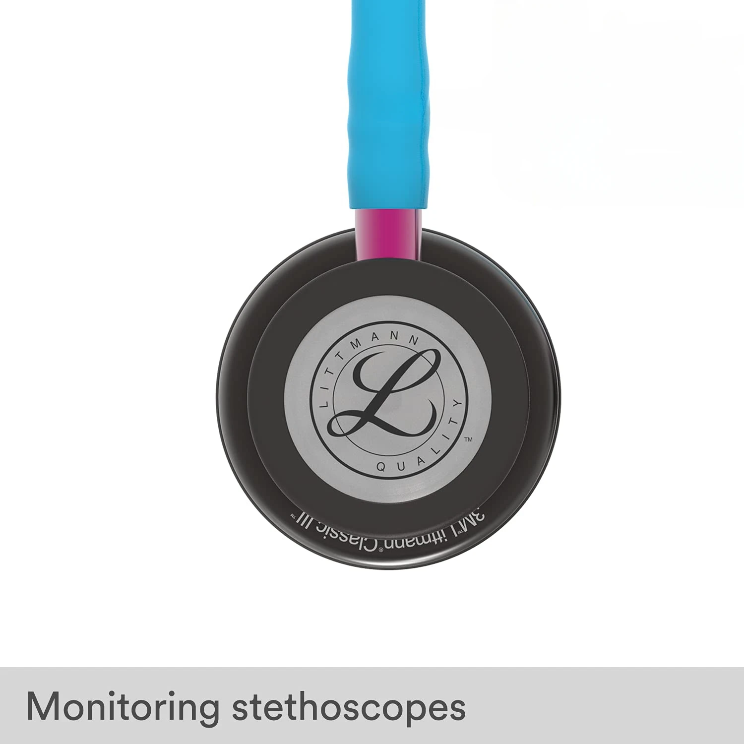 5872 3M Littmann Classic III Stethoscope, 5872, turquoise tube, smoke chestpiece, pink stem